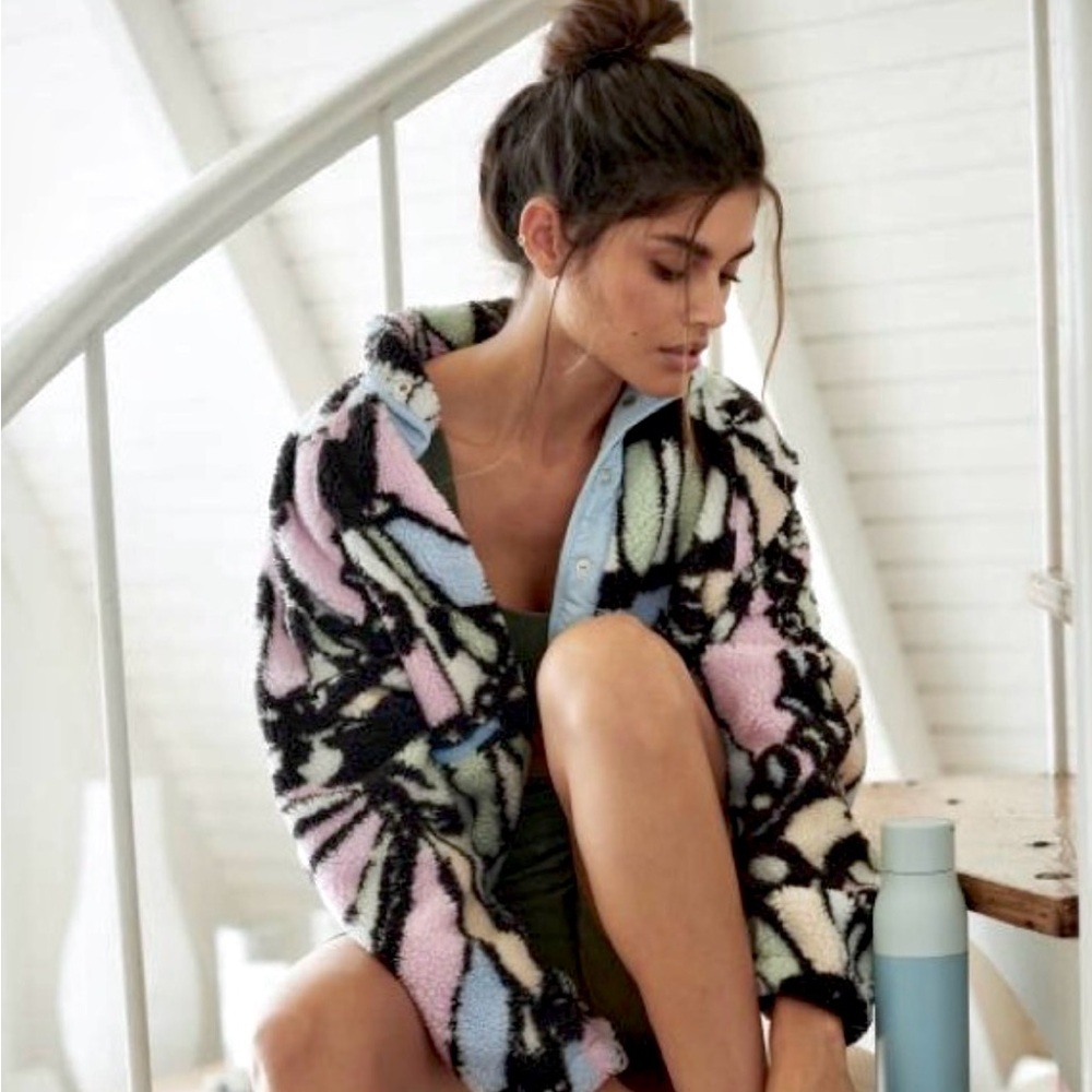 💖 FREE PEOPLE Rocky Ridge Fleece Jacket in Butterfly Print Size M 💖